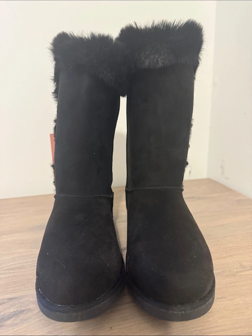 Juicy Couture Black Faux Fur Suede Mid-Calf Boots